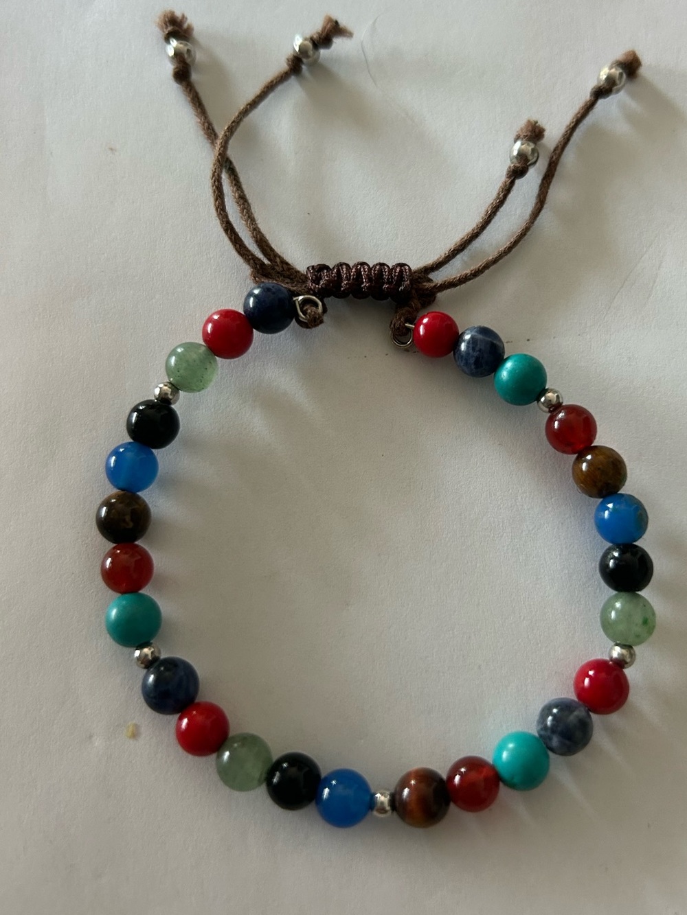 Natural healing stones Multicolor Beaded Adjustable Women's Bracelet